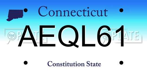 AEQL61 Connecticut License Plate