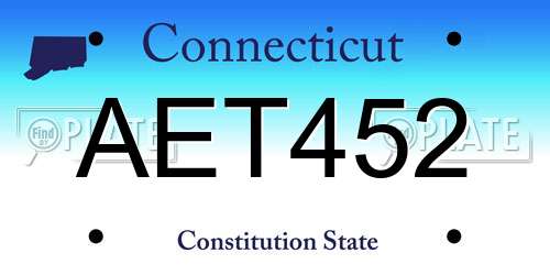AET452 Connecticut License Plate