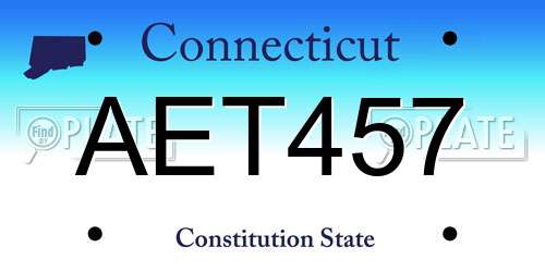 AET457 Connecticut License Plate