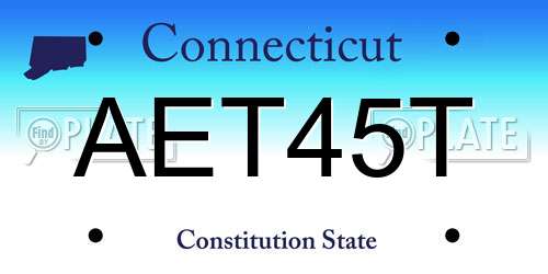 AET45T Connecticut License Plate