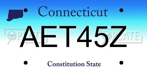 AET45Z Connecticut License Plate