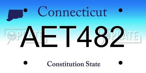 AET482 Connecticut License Plate