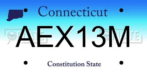 AEX13M Connecticut License Plate