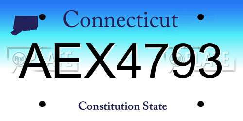 AEX4793 Connecticut License Plate