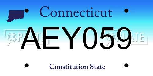 AEY059 Connecticut License Plate