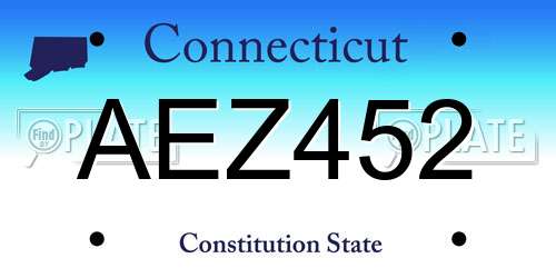 AEZ452 Connecticut License Plate