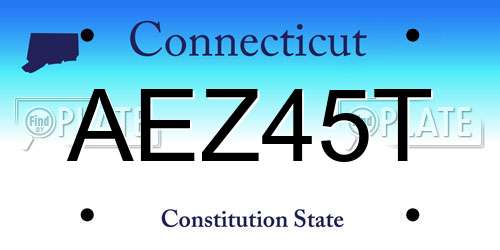 AEZ45T Connecticut License Plate