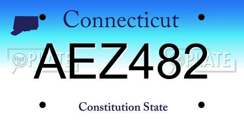 AEZ482 Connecticut License Plate