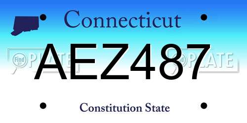AEZ487 Connecticut License Plate