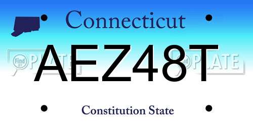 AEZ48T Connecticut License Plate