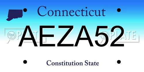 AEZA52 Connecticut License Plate
