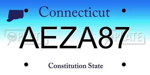 AEZA87 Connecticut License Plate