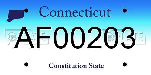 AF00203 Connecticut License Plate
