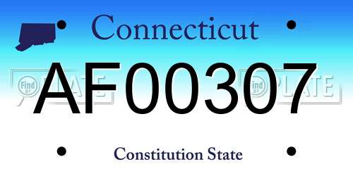 AF00307 Connecticut License Plate
