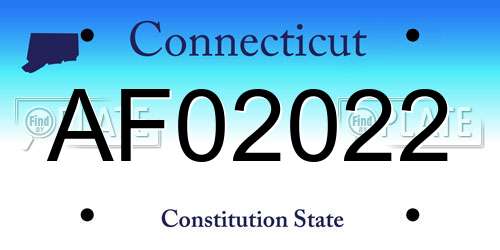 AF02022 Connecticut License Plate