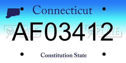AF03412 Connecticut License Plate