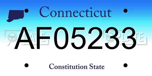 AF05233 Connecticut License Plate