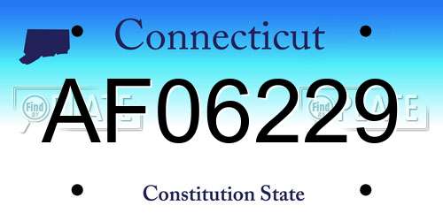 AF06229 Connecticut License Plate