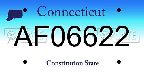 AF06622 Connecticut License Plate