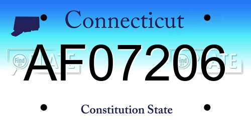 AF07206 Connecticut License Plate