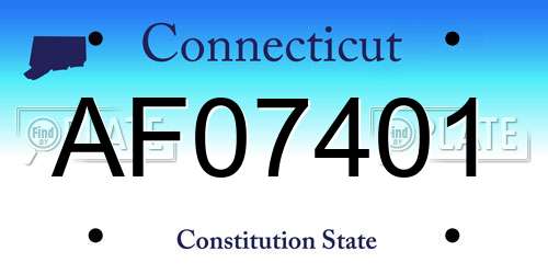 AF07401 Connecticut License Plate