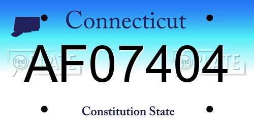 AF07404 Connecticut License Plate
