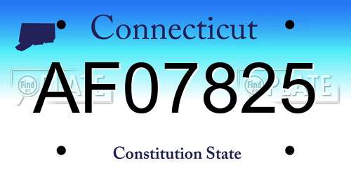 AF07825 Connecticut License Plate