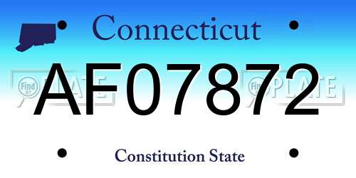 AF07872 Connecticut License Plate