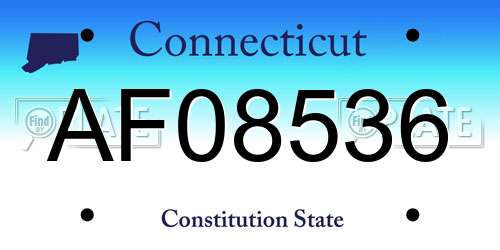 AF08536 Connecticut License Plate