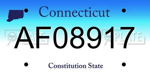 AF08917 Connecticut License Plate