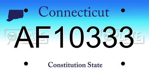 AF10333 Connecticut License Plate