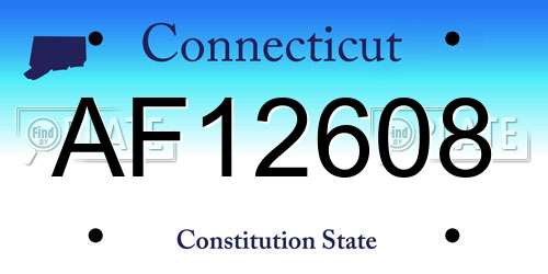 AF12608 Connecticut License Plate