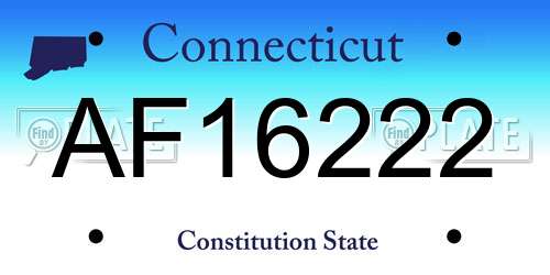 AF16222 Connecticut License Plate