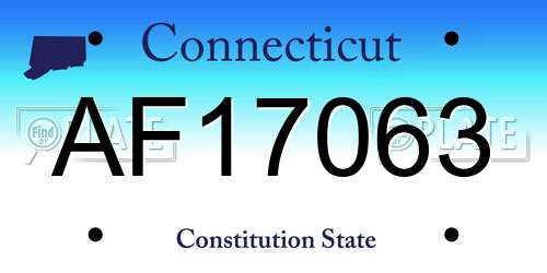 AF17063 Connecticut License Plate