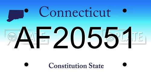 AF20551 Connecticut License Plate