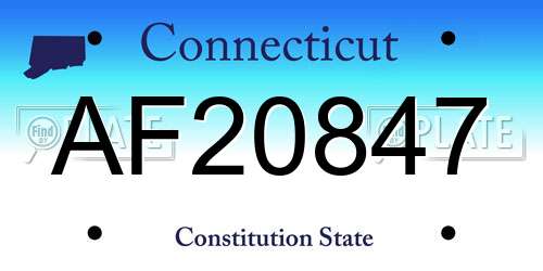 AF20847 Connecticut License Plate
