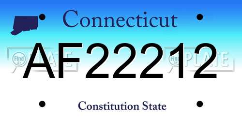 AF22212 Connecticut License Plate
