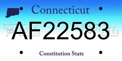 AF22583 Connecticut License Plate