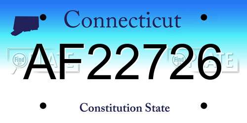 AF22726 Connecticut License Plate