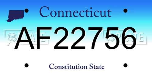 AF22756 Connecticut License Plate