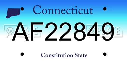 AF22849 Connecticut License Plate