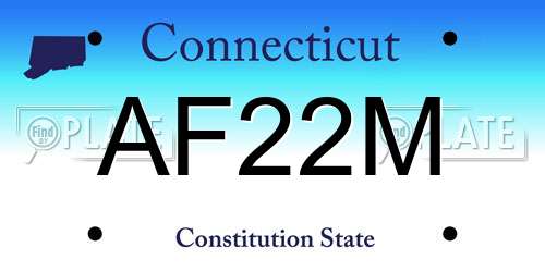 AF22M Connecticut License Plate