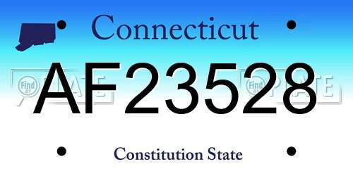 AF23528 Connecticut License Plate