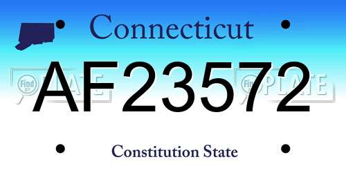 AF23572 Connecticut License Plate