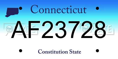 AF23728 Connecticut License Plate