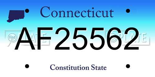 AF25562 Connecticut License Plate