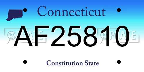 AF25810 Connecticut License Plate