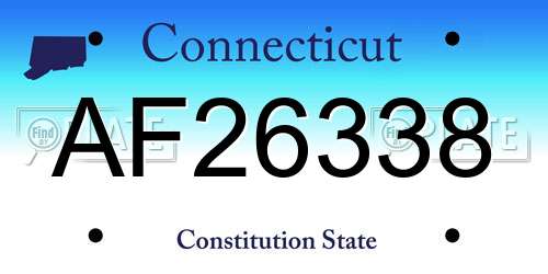 AF26338 Connecticut License Plate
