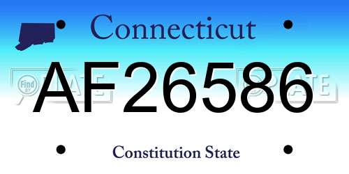 AF26586 Connecticut License Plate