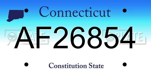 AF26854 Connecticut License Plate